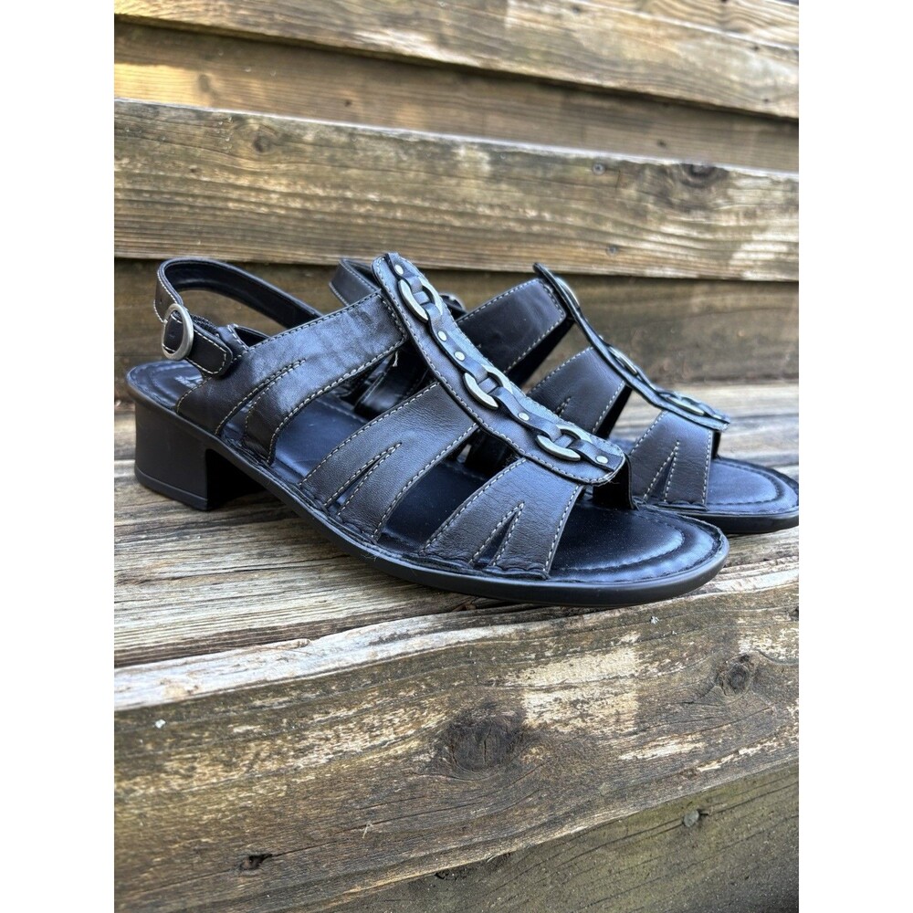 Josef Seibel Sandals Black Leather Size 40 Women's NWOT
